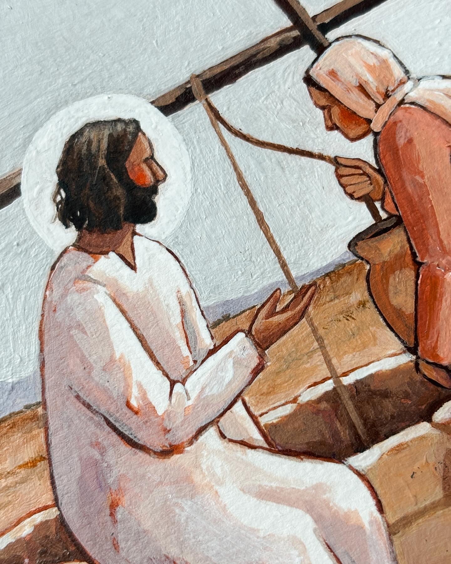 'The Woman At The Well' 5x7 inch original painting