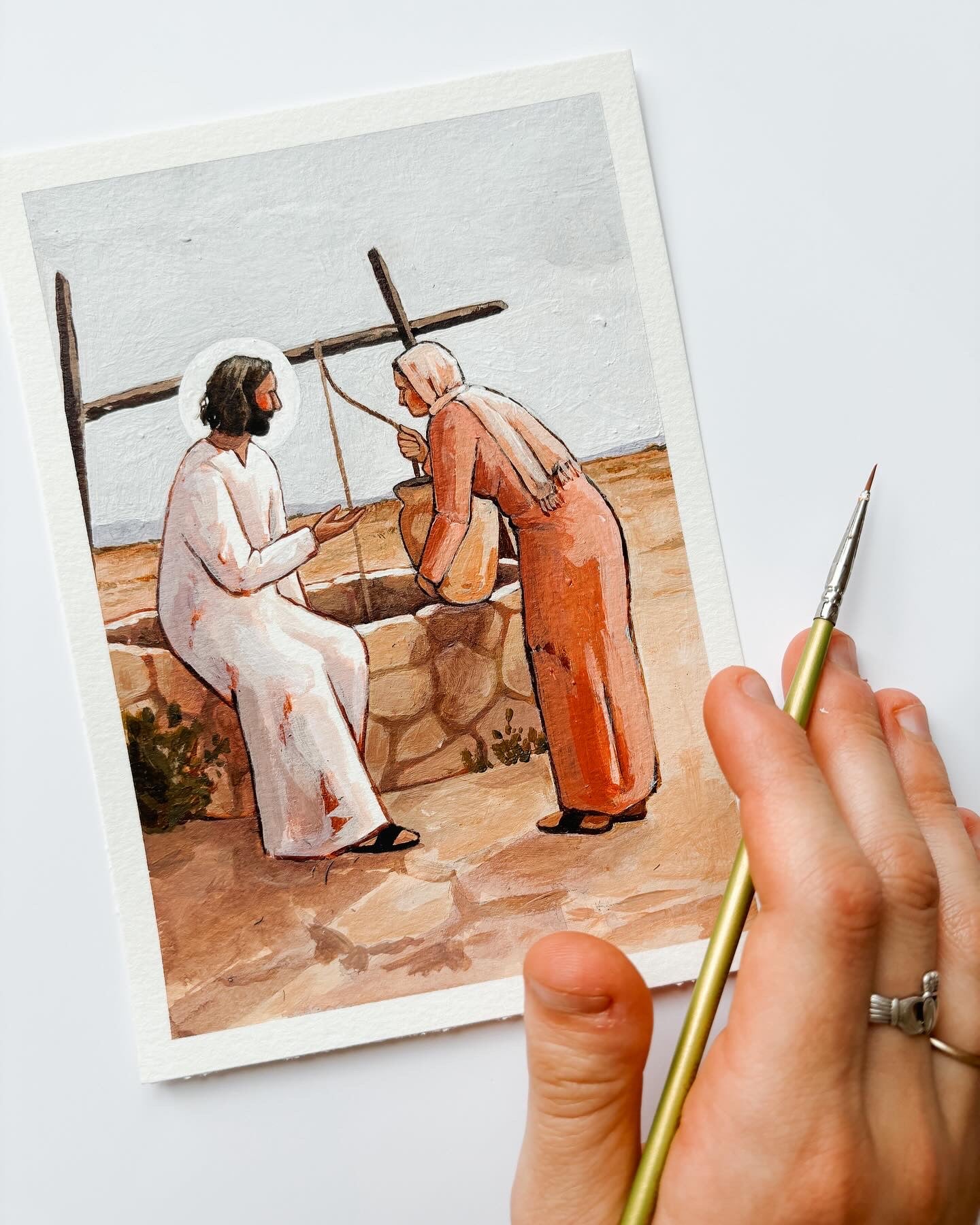 'The Woman At The Well' 5x7 inch original painting