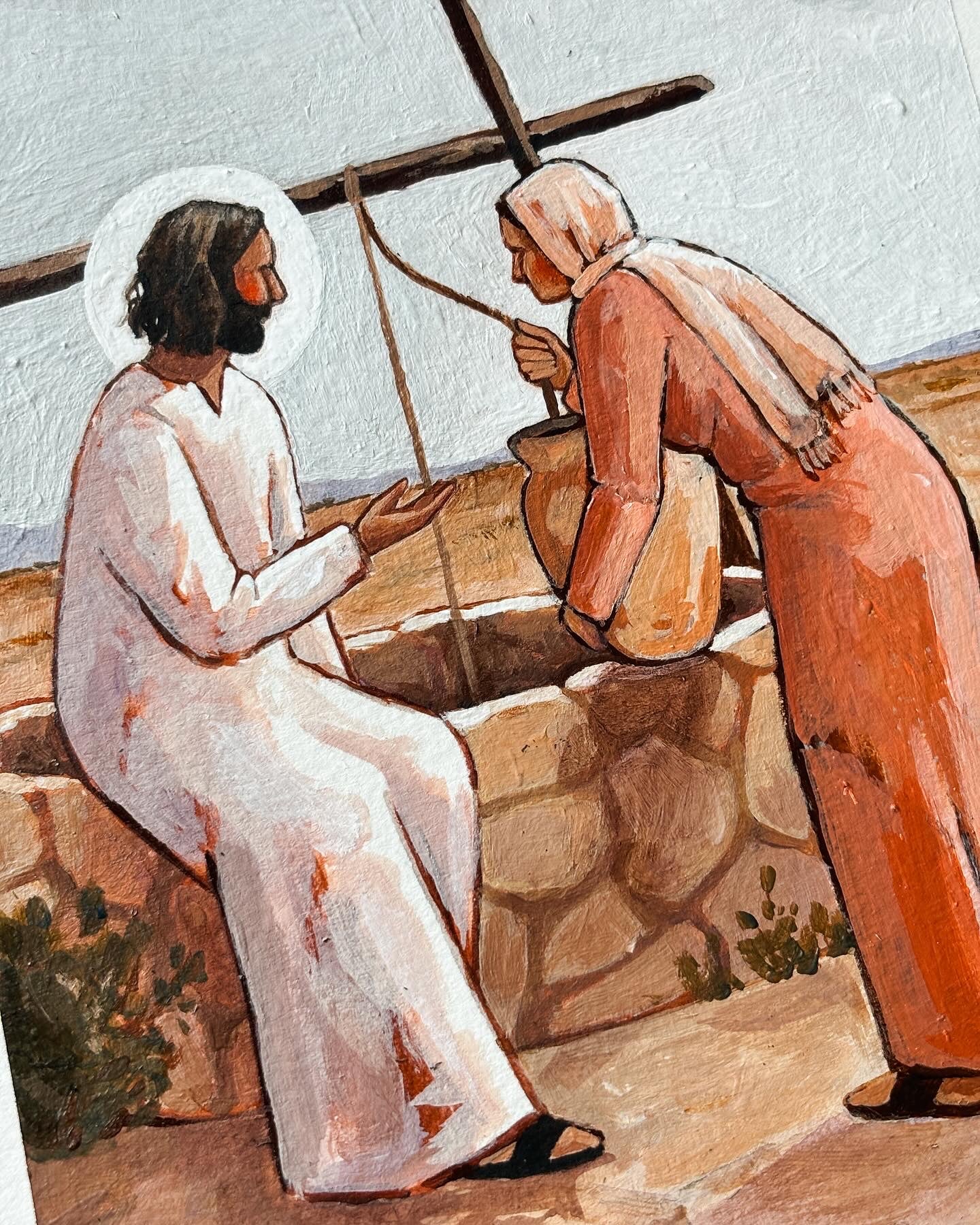 'The Woman At The Well' 5x7 inch original painting