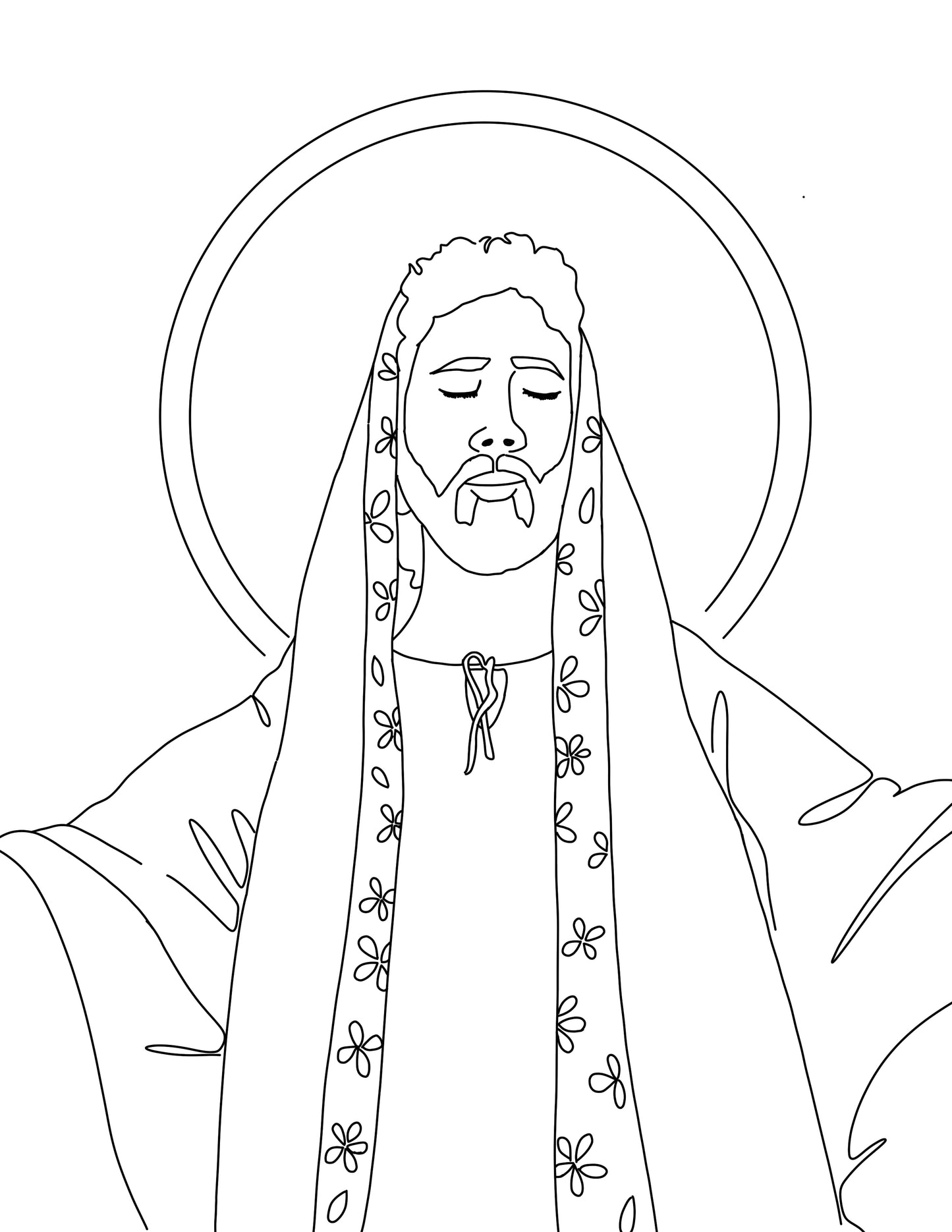 Compassion Christ Watercolor Outline 8.5x11 Digital Download