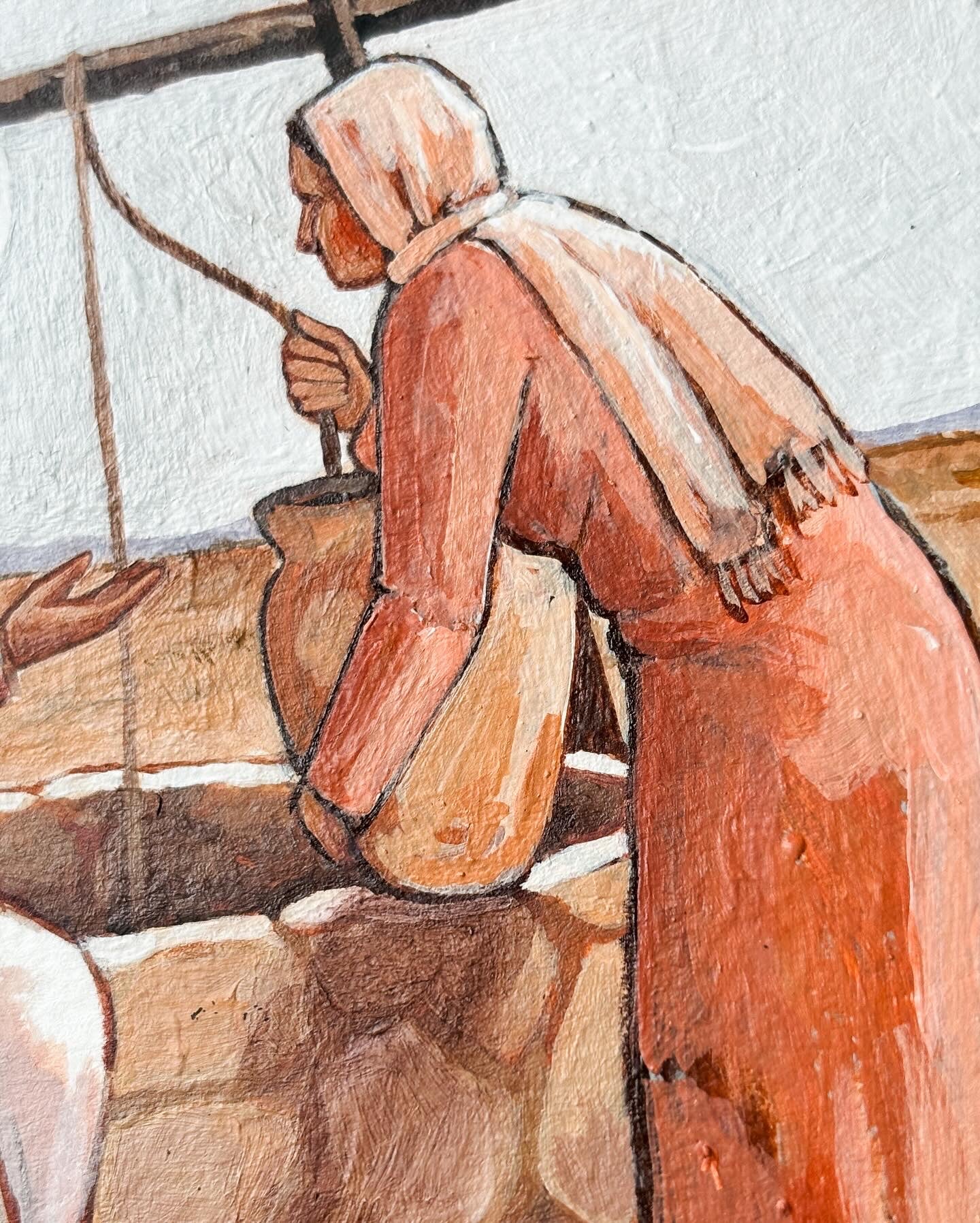 'The Woman At The Well' 5x7 inch original painting