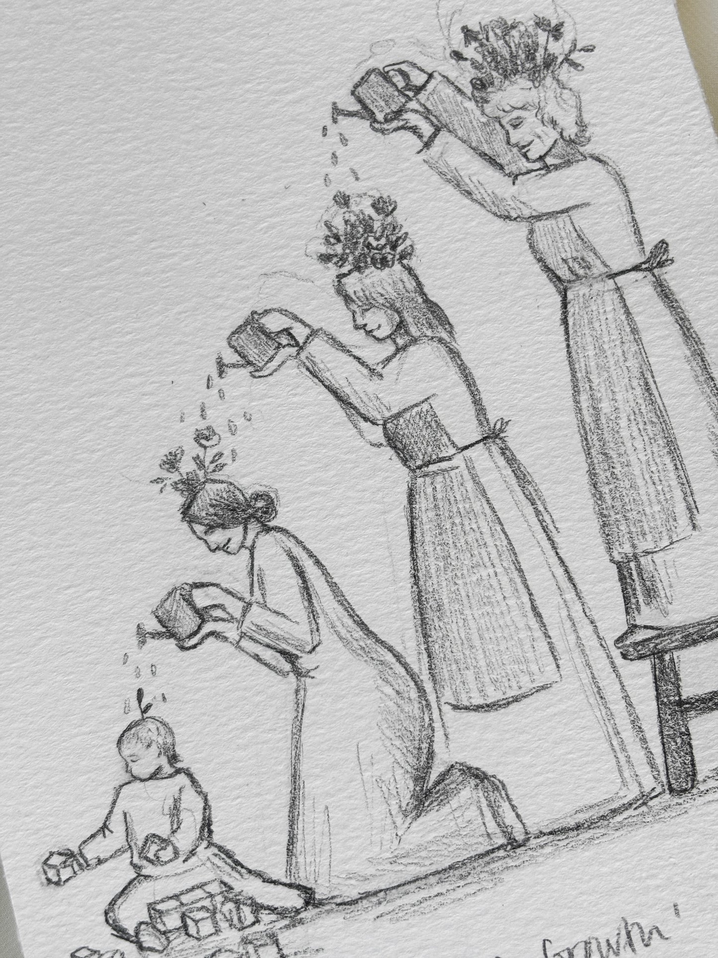 'Generations Of Growth' 5x7 inch original sketch