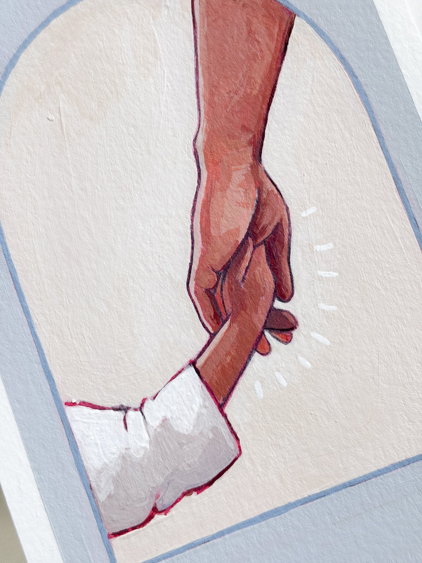 'Held' 4x6 inch original painting