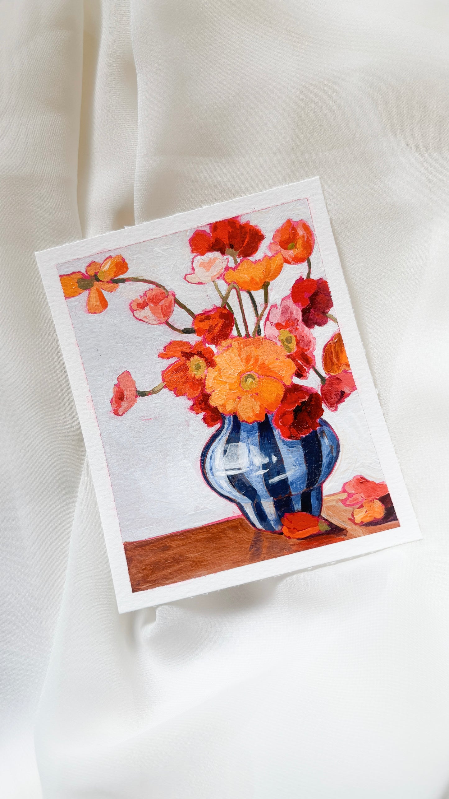 'Summer Poppies' 4x5 inch original painting