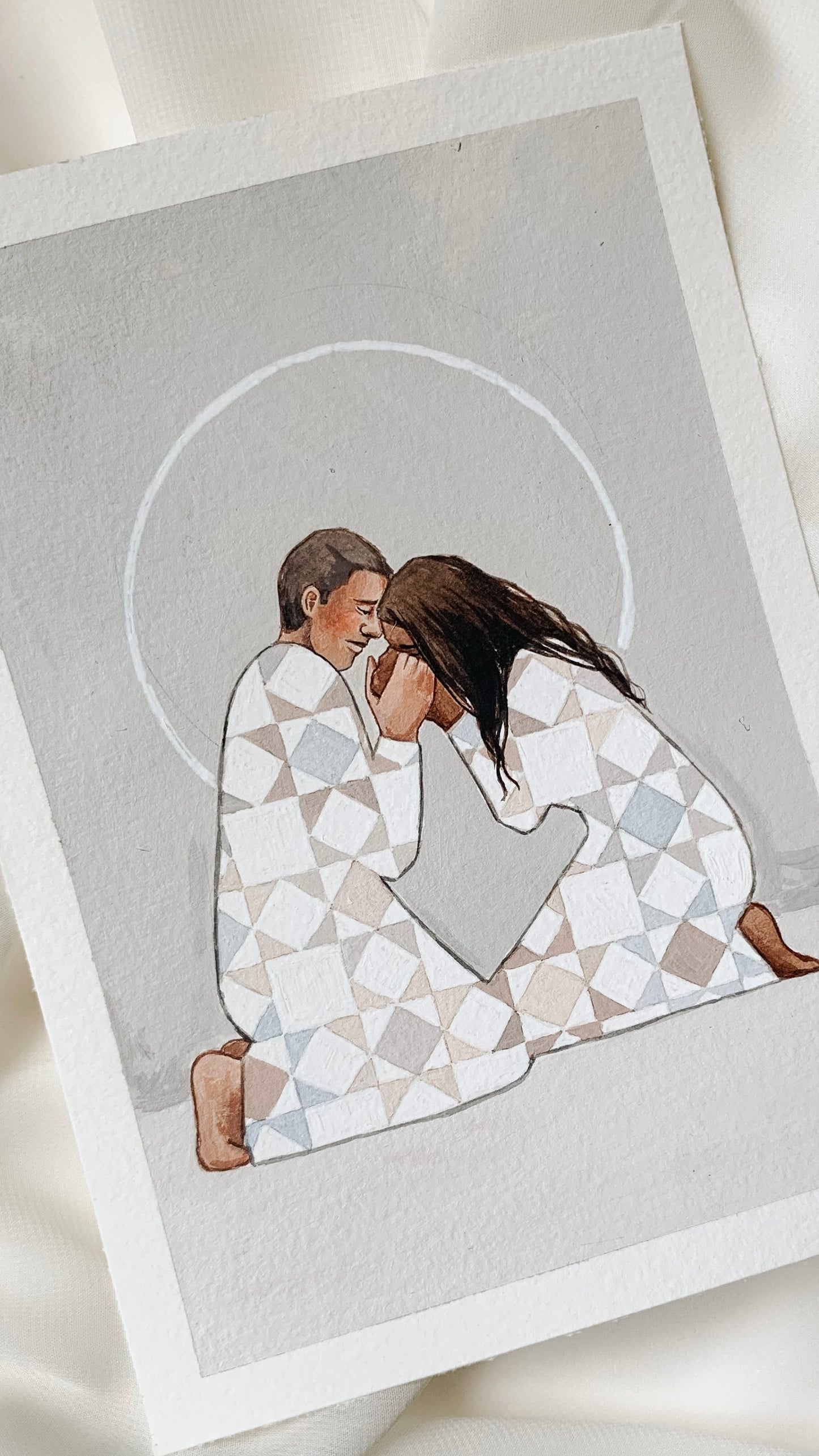 'Hearts Knit Together' 5x7 inch original painting