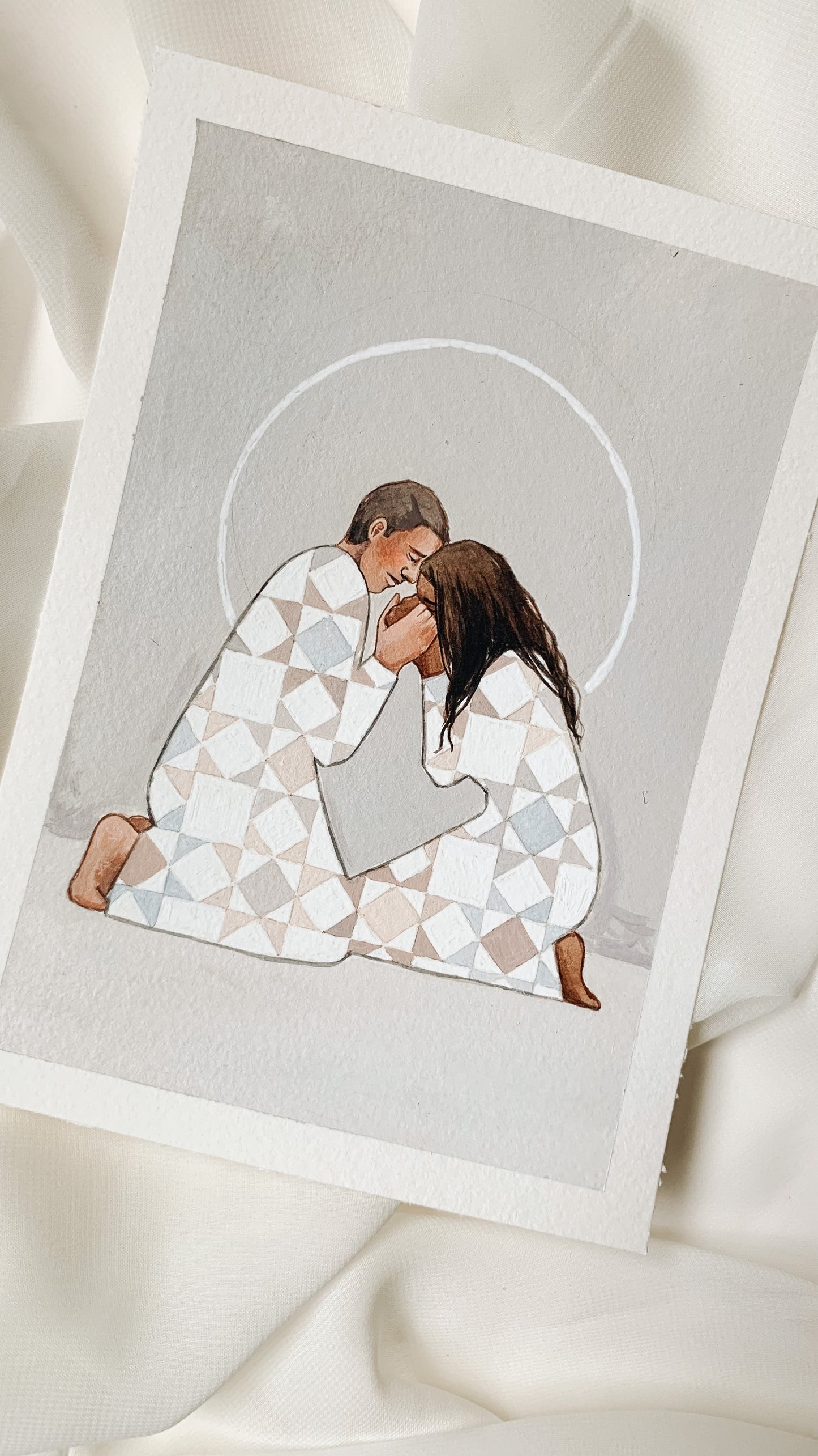 'Hearts Knit Together' 5x7 inch original painting