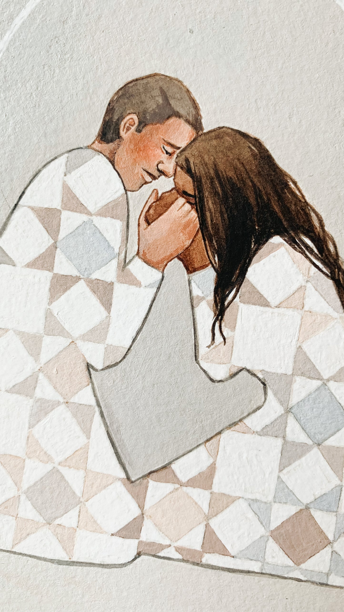 'Hearts Knit Together' 5x7 inch original painting