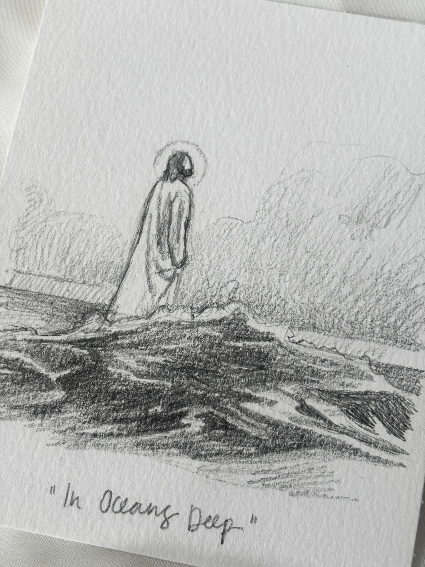 'In Oceans Deep' 4x5 inch original sketch