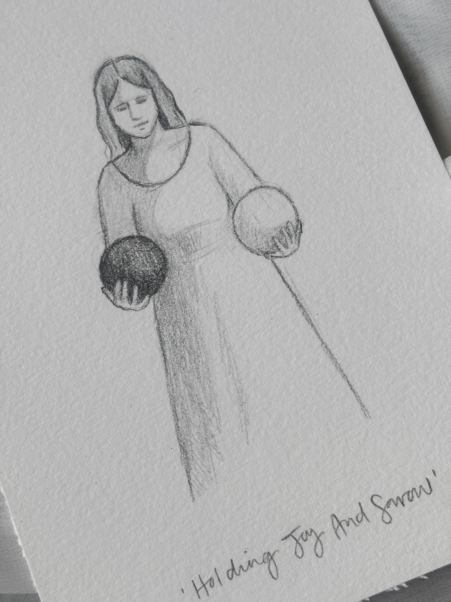 'Holding Joy And Sorrow' 5x7 inch original sketch