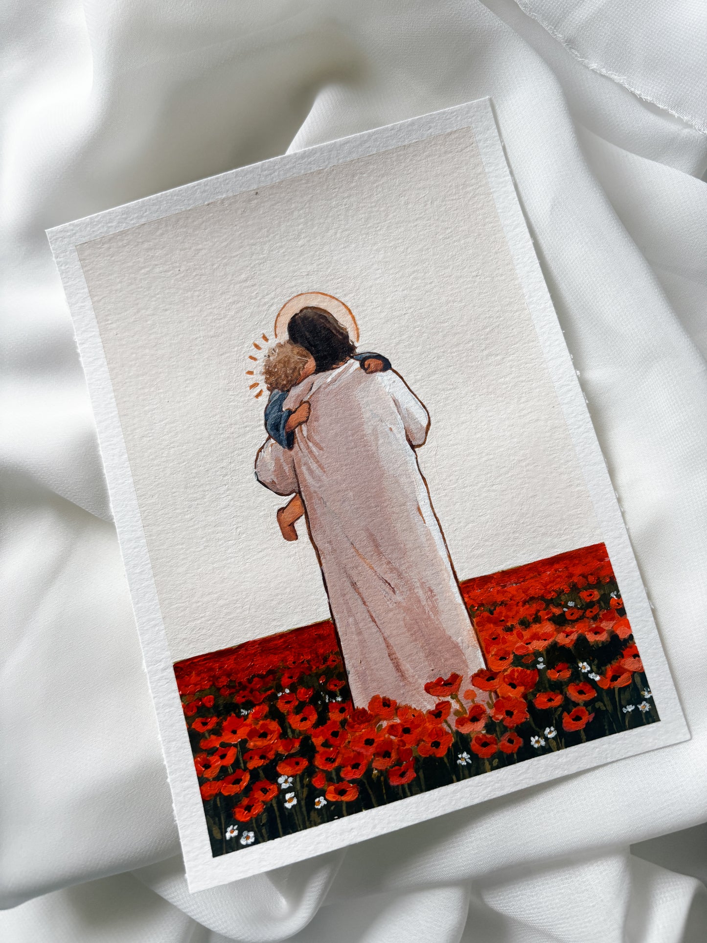 'Held Among The Poppies' 5x7 inch original painting