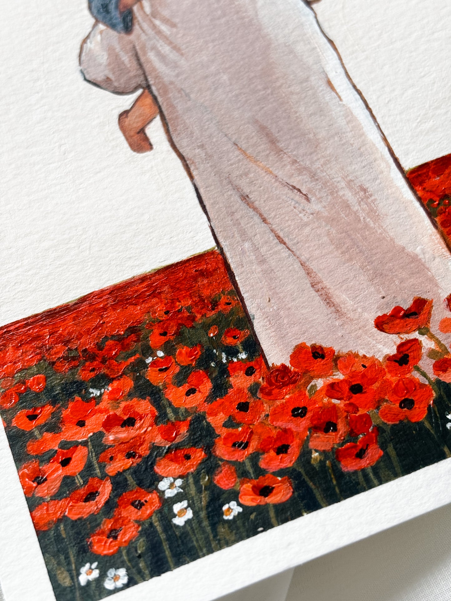 'Held Among The Poppies' 5x7 inch original painting