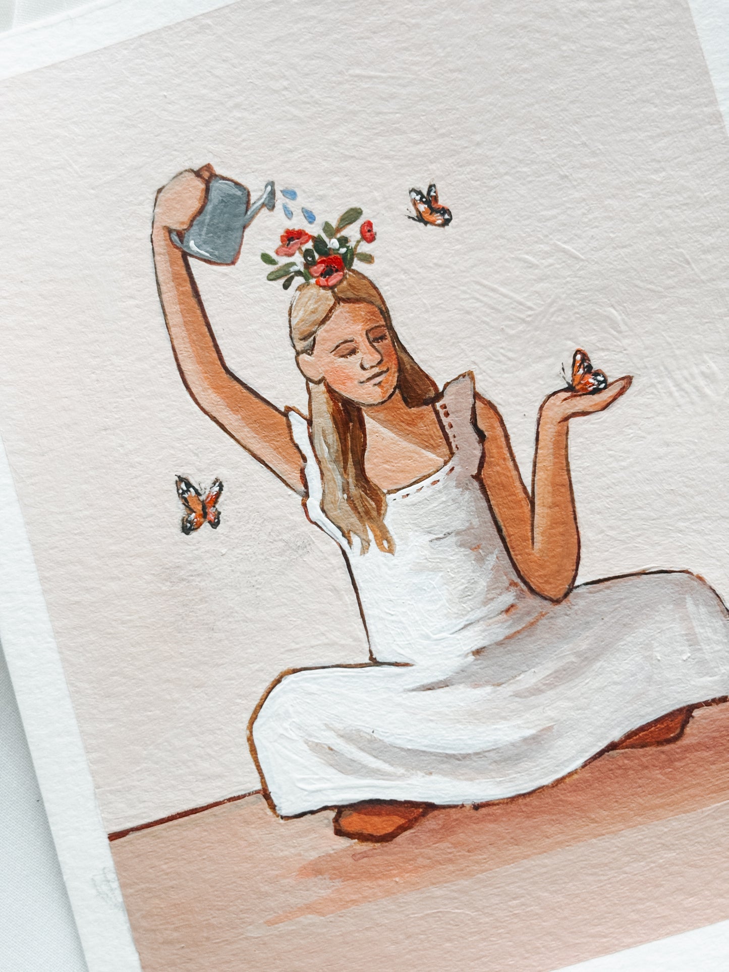 'Helping Herself Bloom' 4x5 inch original painting