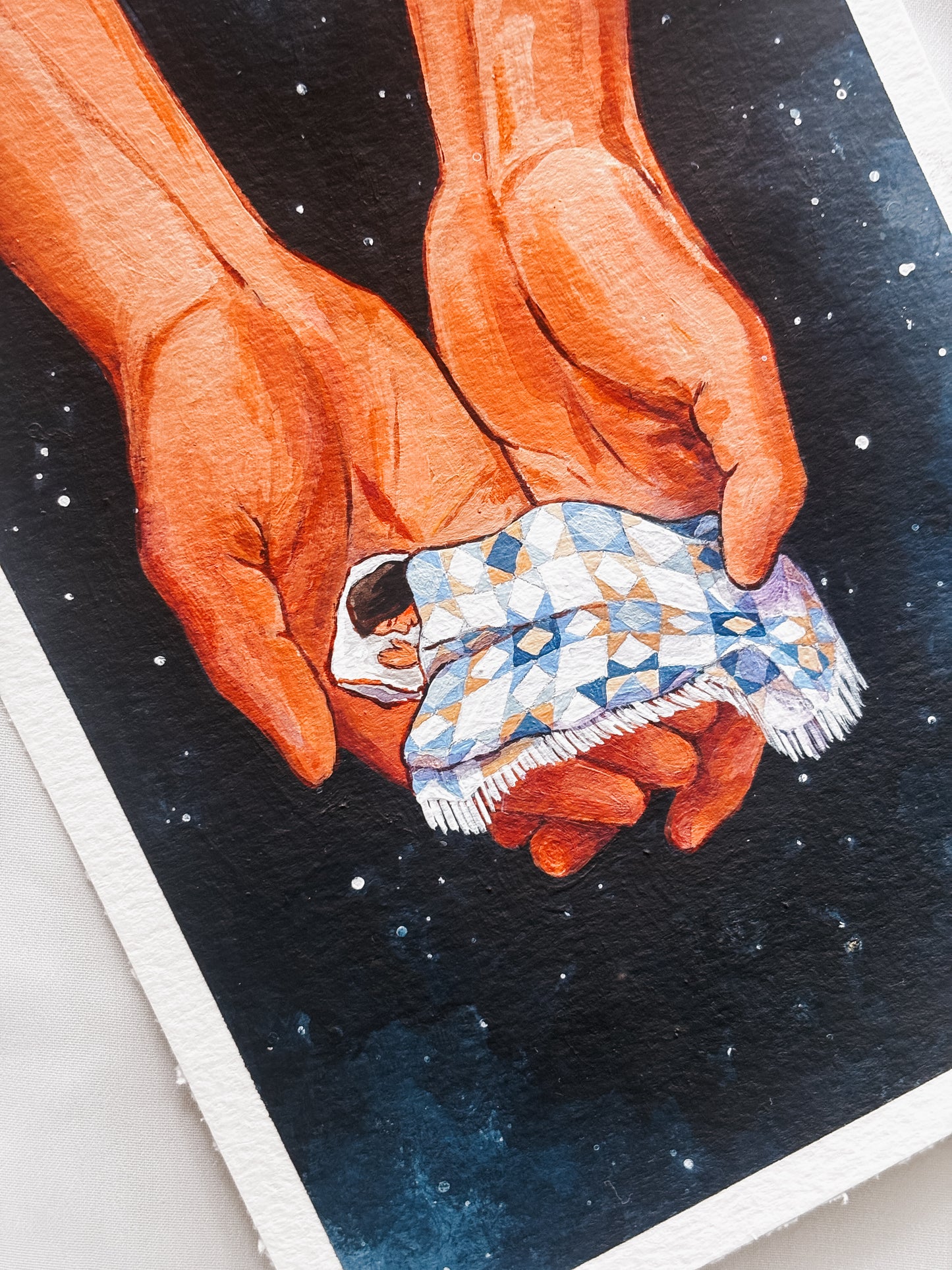 'He Covers Me In Blankets Of Stars' 5x7 inch original painting
