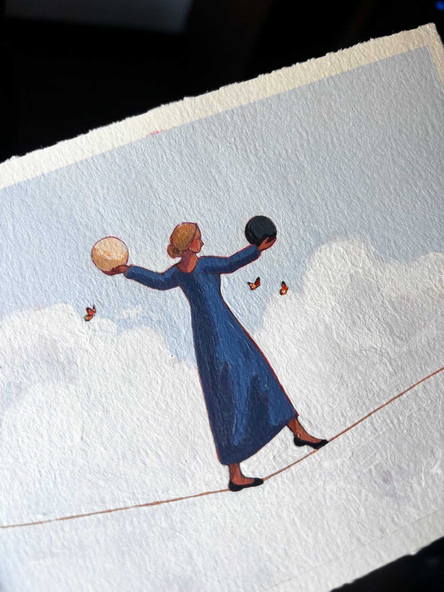 'Balancing Joy And Sorrow' 5x7 inch original painting