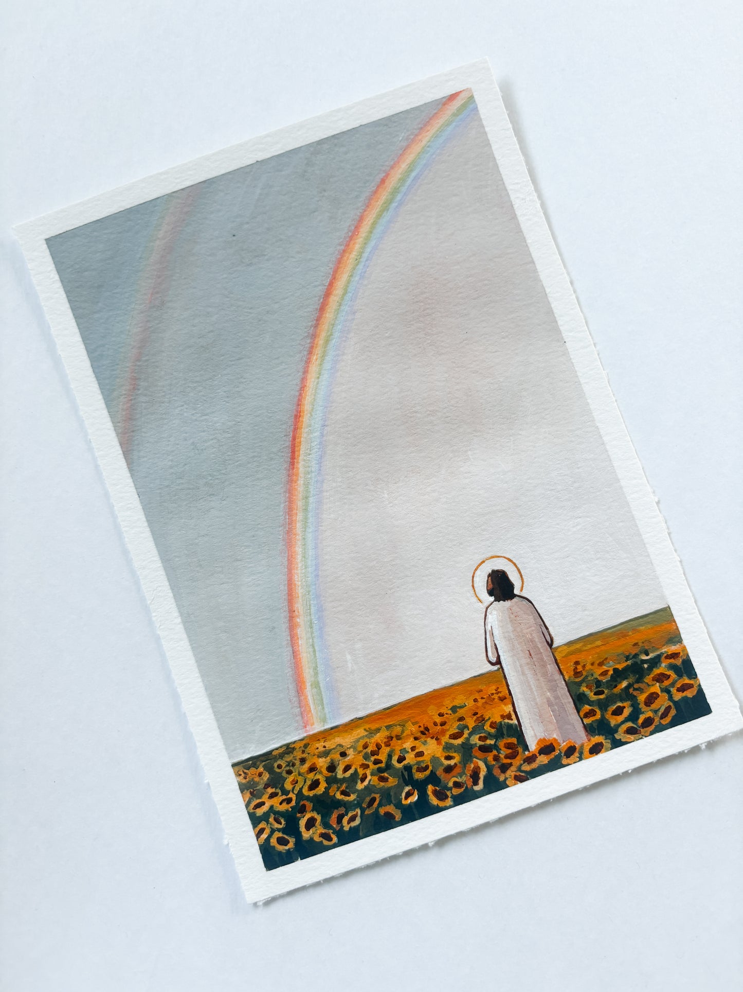 'After Rain, Always A Rainbow' 5x7 inch original painting