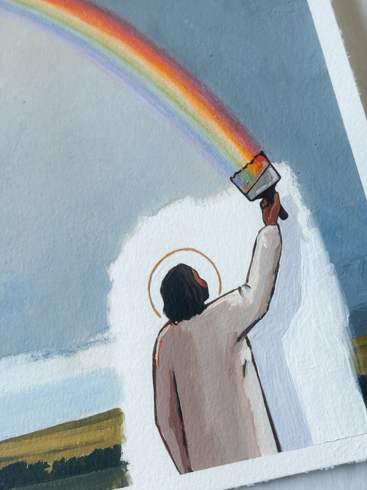 'He Who Paints The Rainbows' 8x10 inch original painting