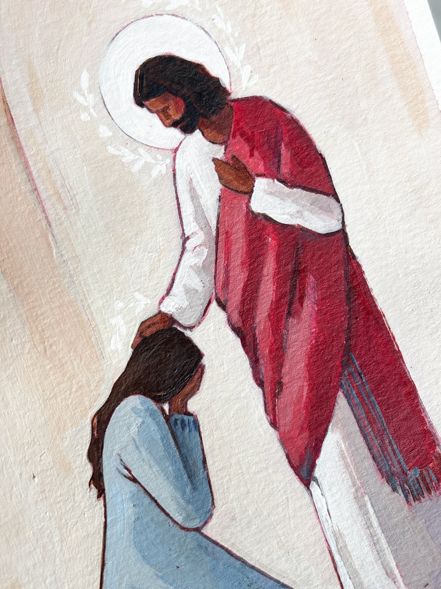 'Come Open Wide Your Broken Heart And Let Your Savior In' 5x7 inch original painting