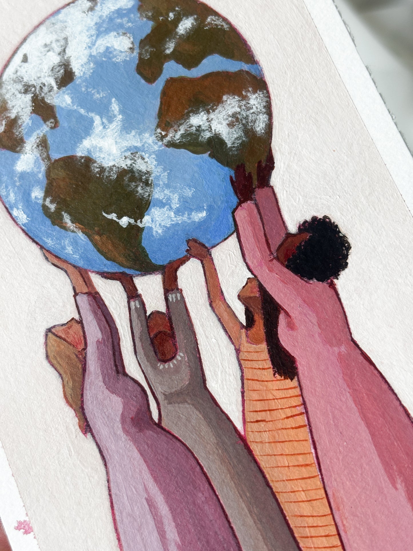'Maybe We Can Hold Up The World Together' 4x6 inch original painting