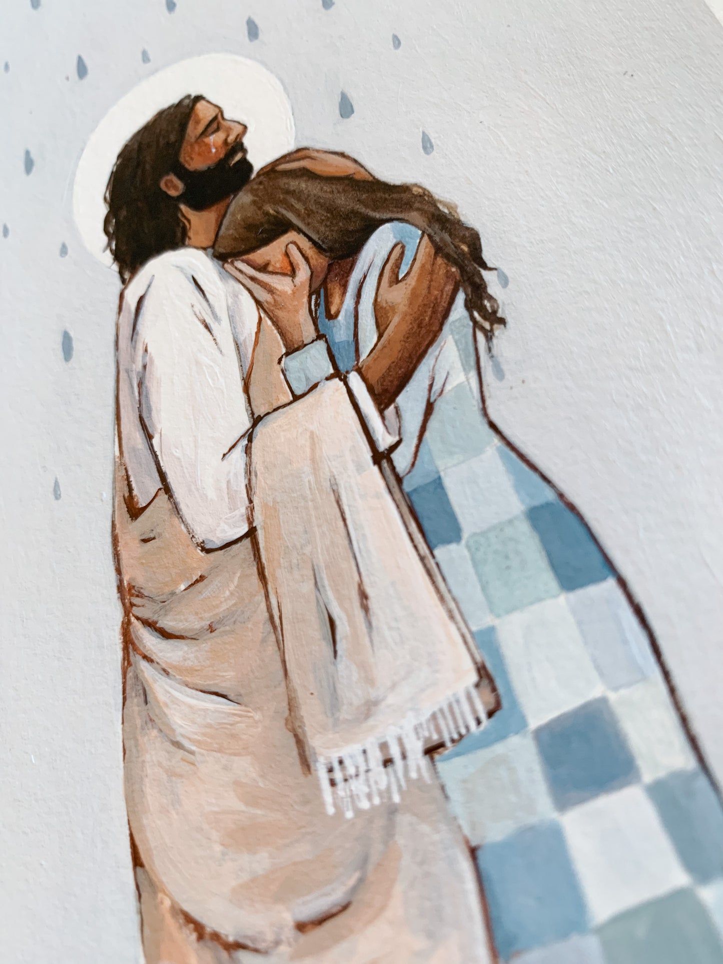 'When The Blues Came, And The Rains Fell, He Was There' 5x7 inch original painting