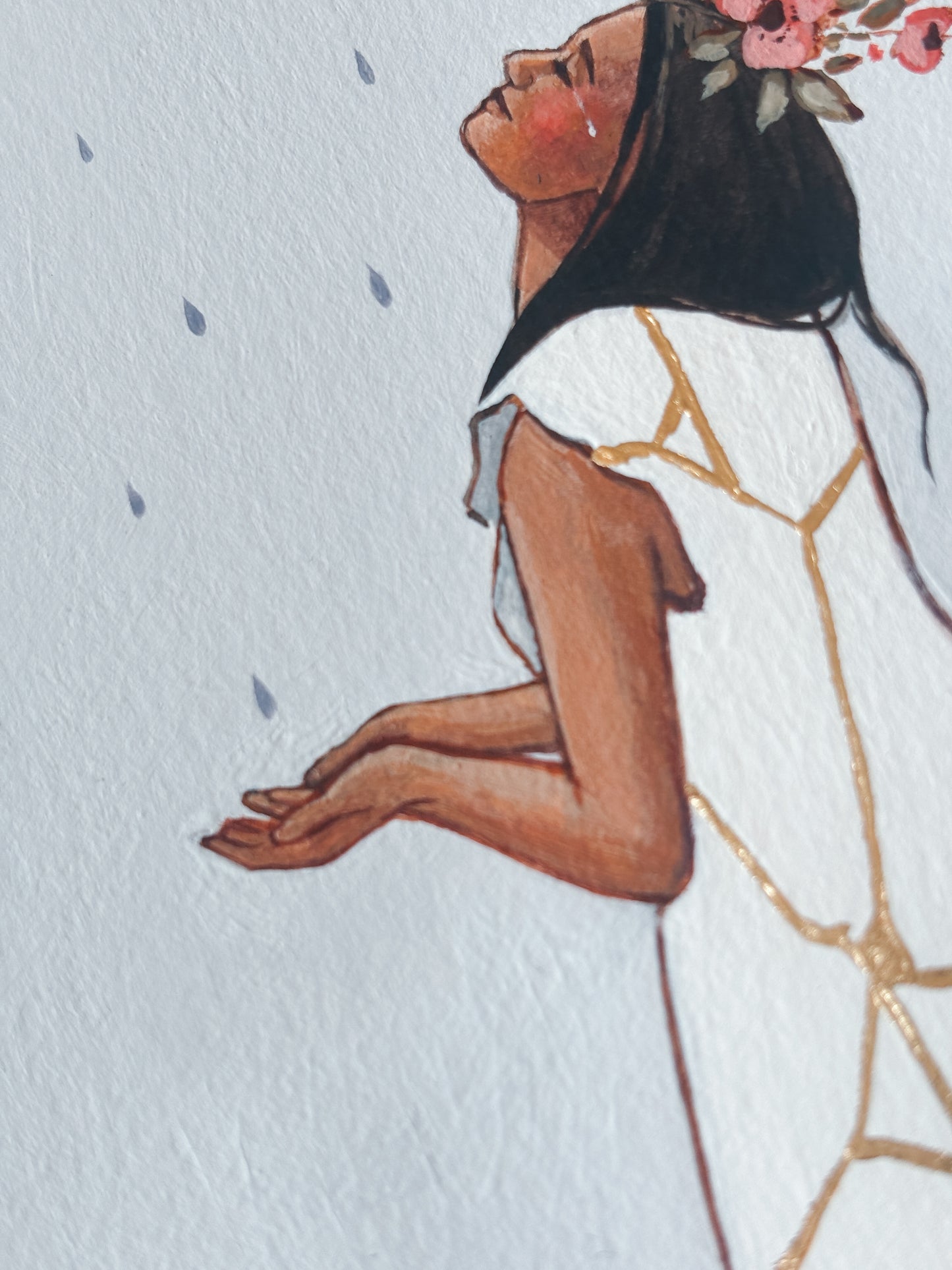 'She Learned To Love The Rain' 7x9 inch original painting