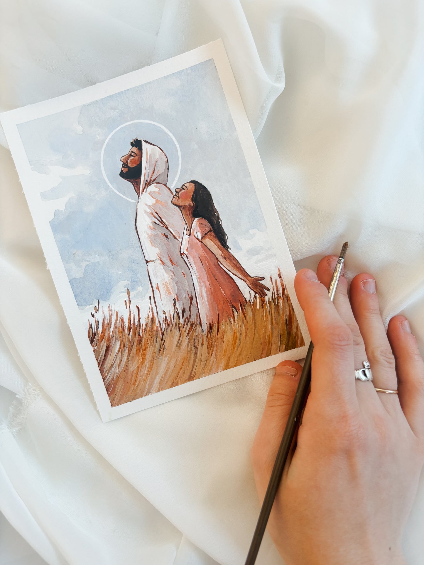 'He Is There In The Joy' 5x7 inch original painting