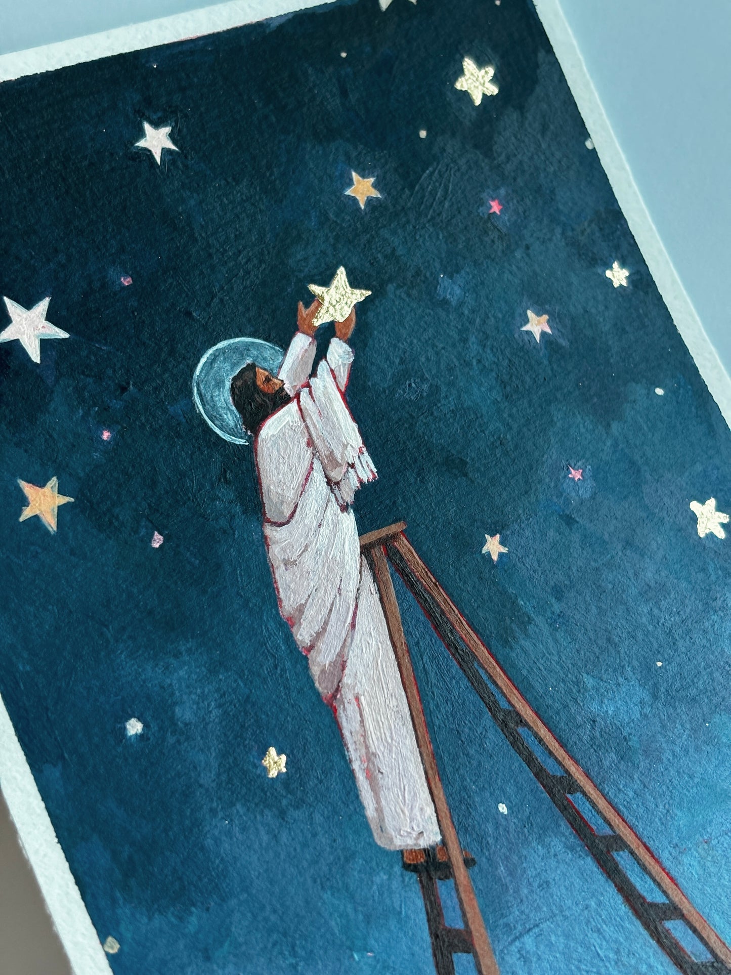 'He Places Stars In The Sky For You' 5x7 inch original painting