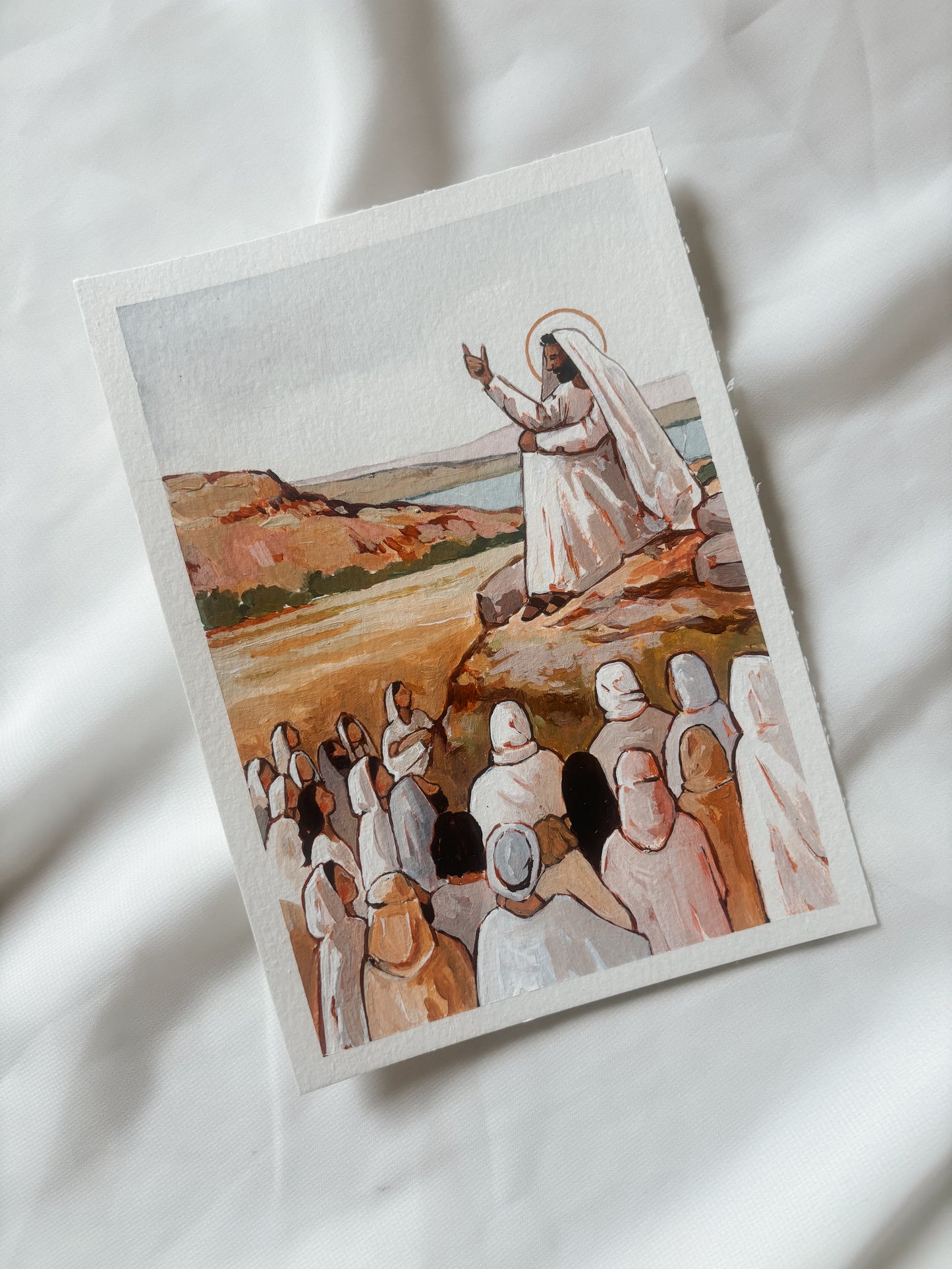 'The Sermon On The Mount' 5x7 inch original painting