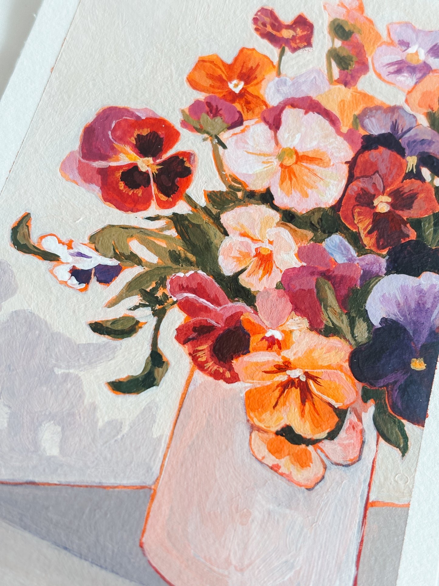'Blooming Pansies' 4x6 inch original painting