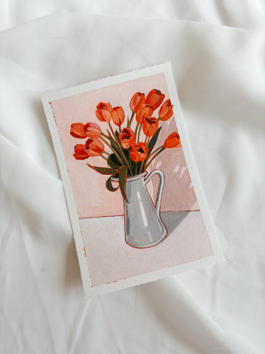 'Spring Tulips' 4x6 inch original painting