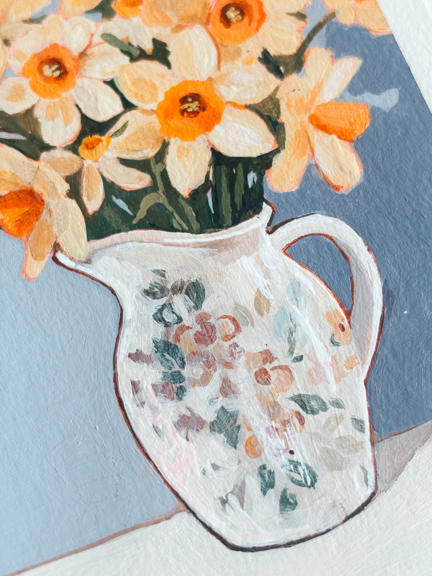'I Brought You Daffodils' 4x6 inch original painting