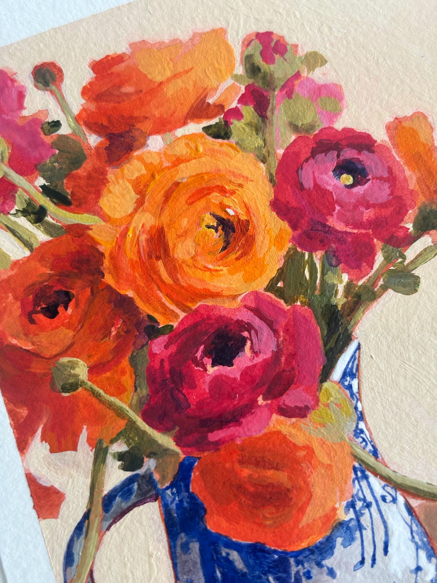 'Colorful Ranunculus' 4x6 inch original painting