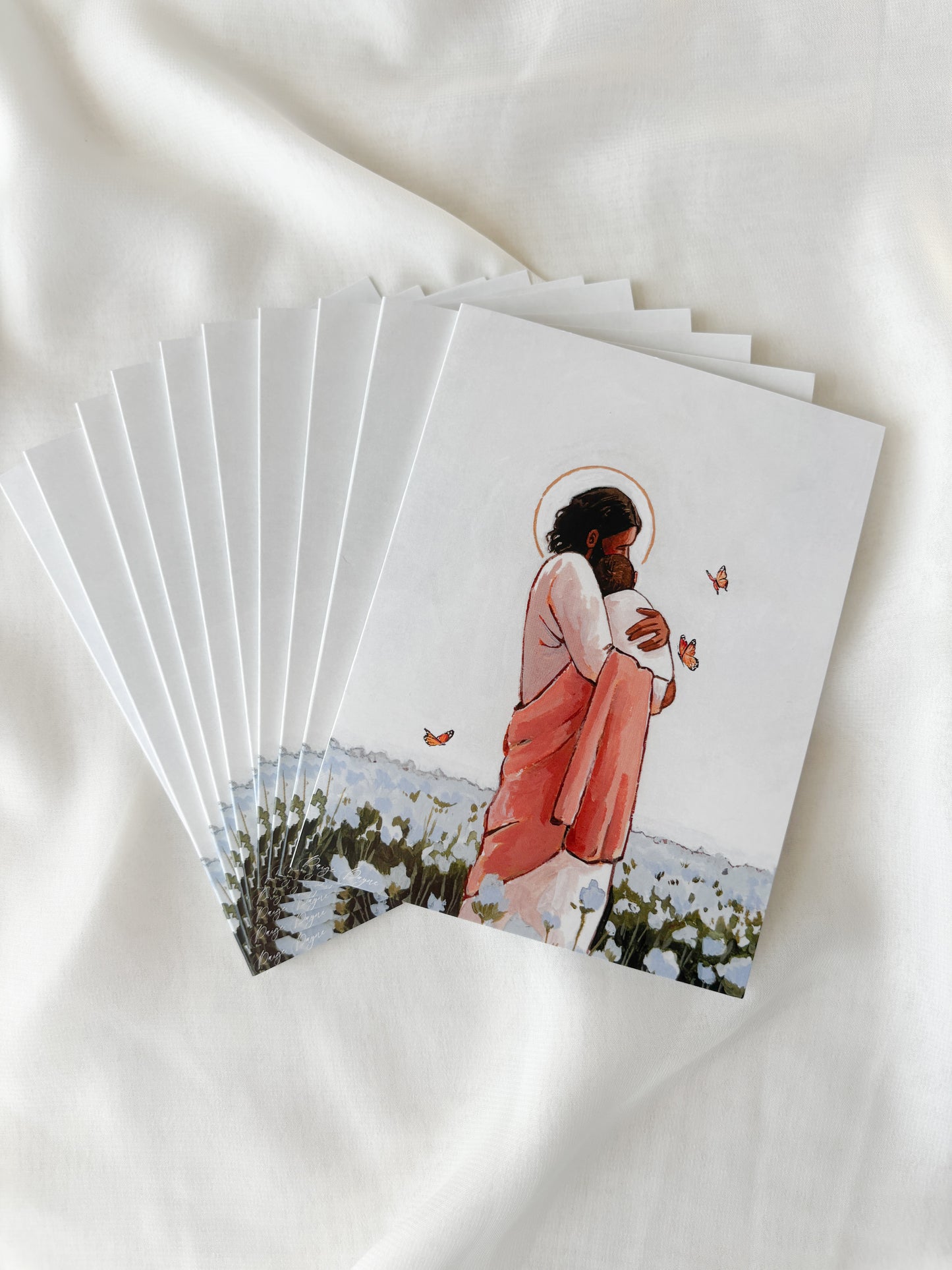 'Among The Forget Me Nots' (dark hair) greeting card