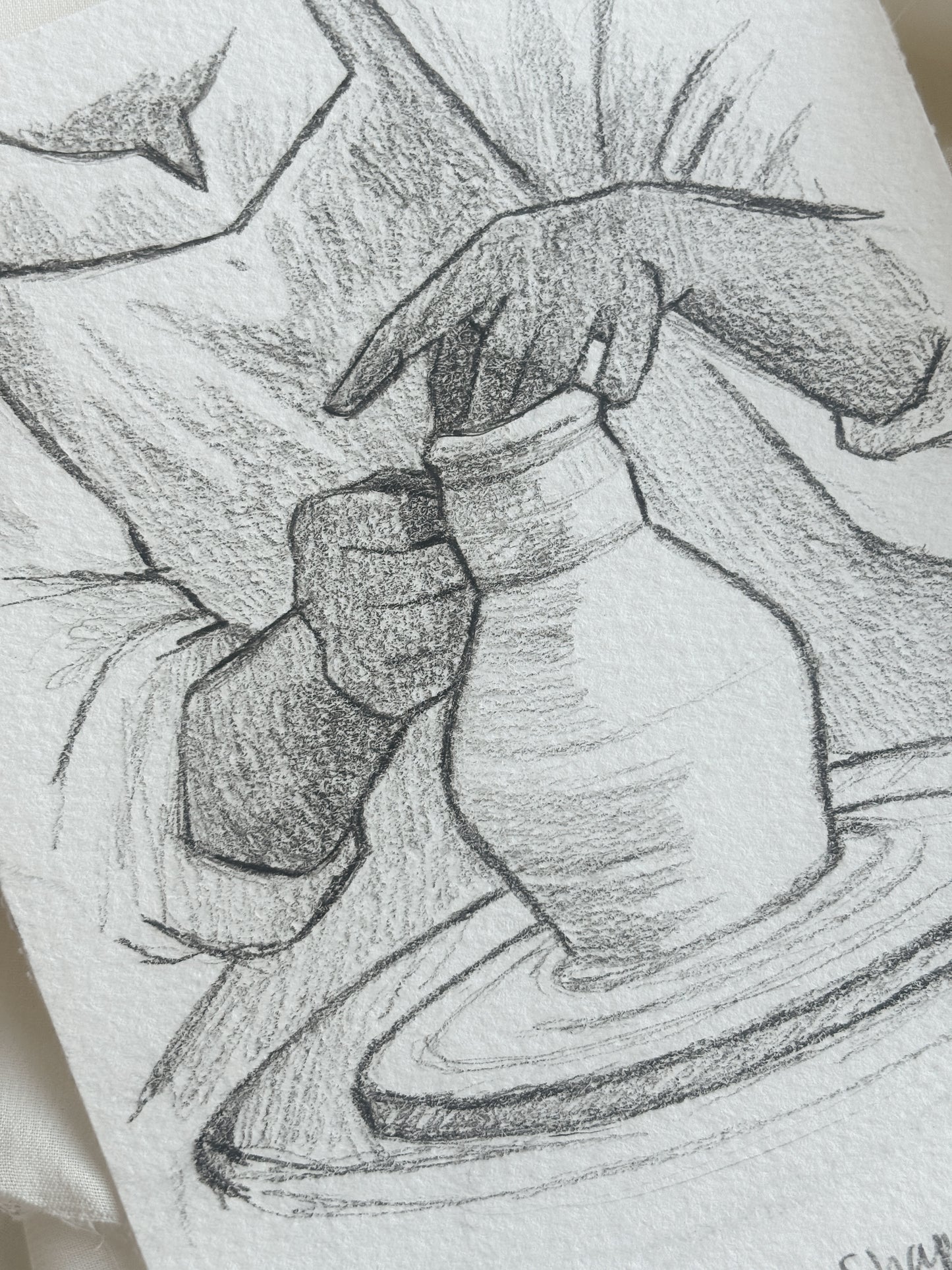 'How Gently He Shapes Us' 4.5x6.5 inch original sketch