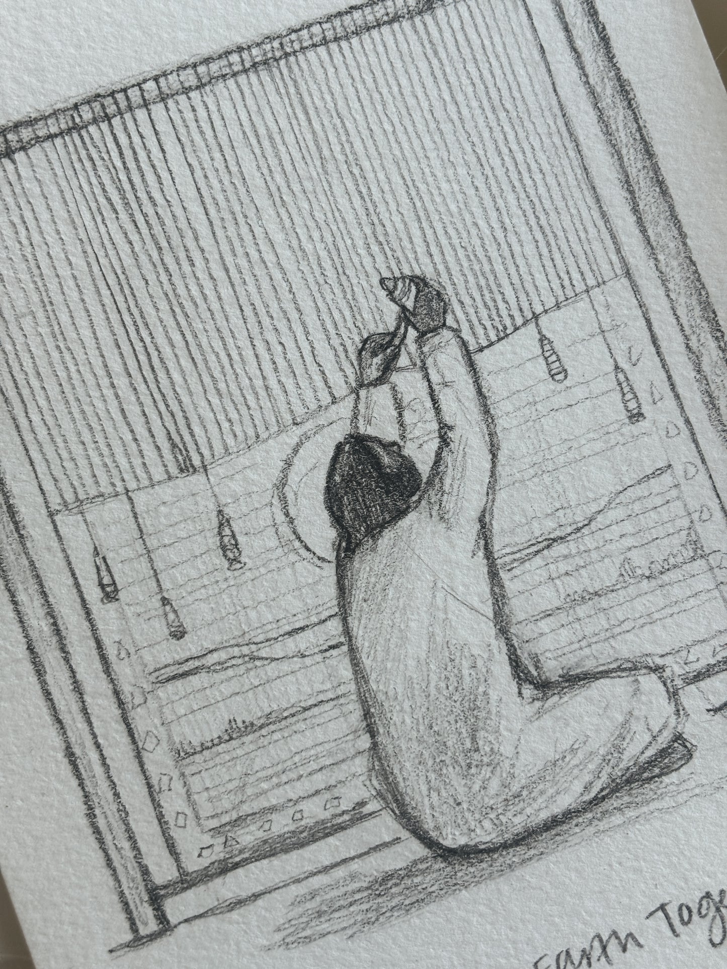'Weaving The Earth Together' 5x7 inch original sketch
