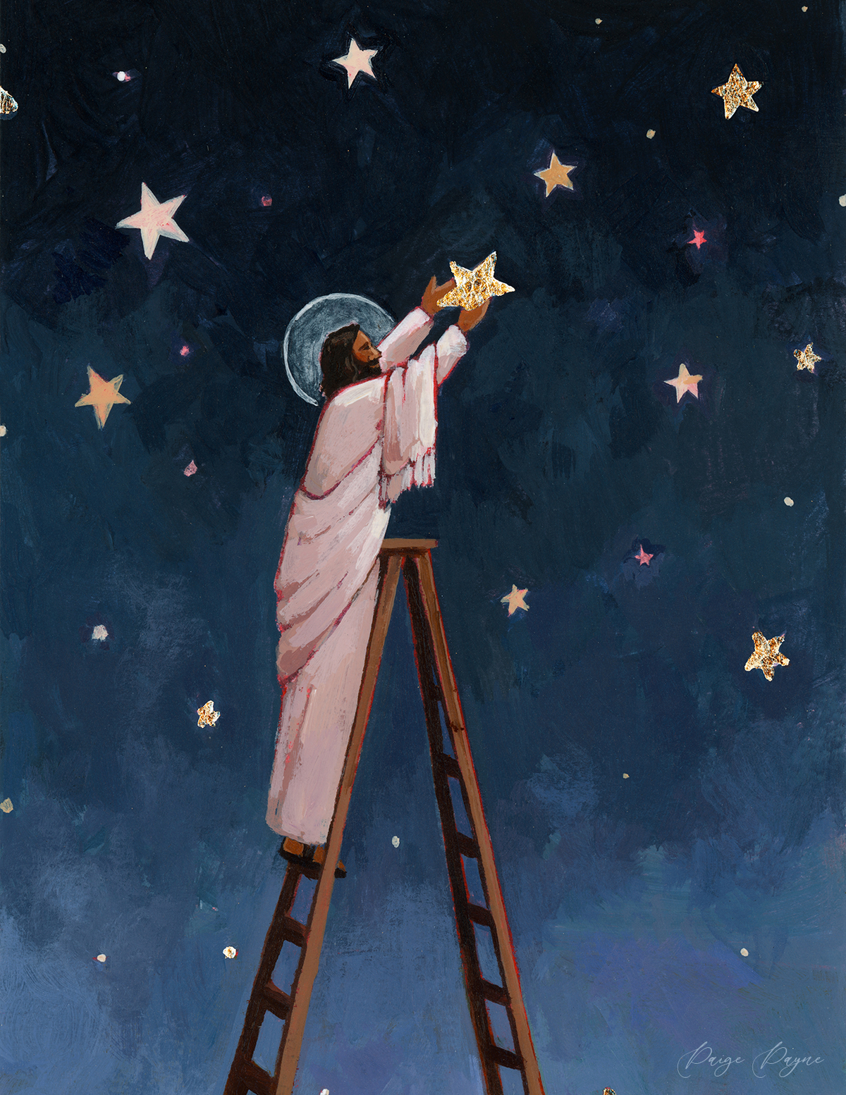 'He Places Stars In The Sky For You' greeting card