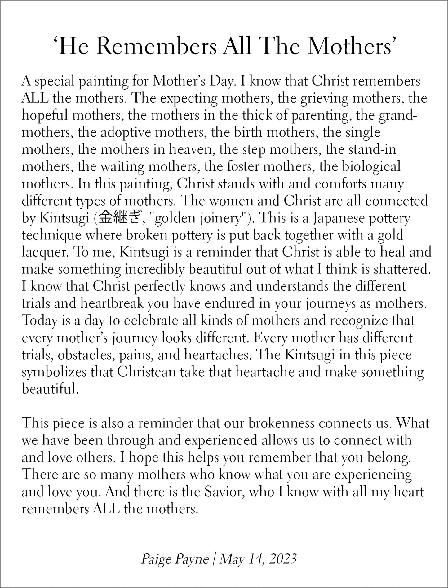 'He Remembers All The Mothers' Print