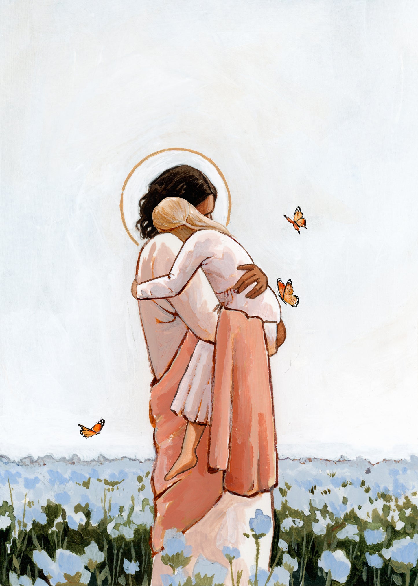 'Among The Forget Me Nots' Print (young girl)