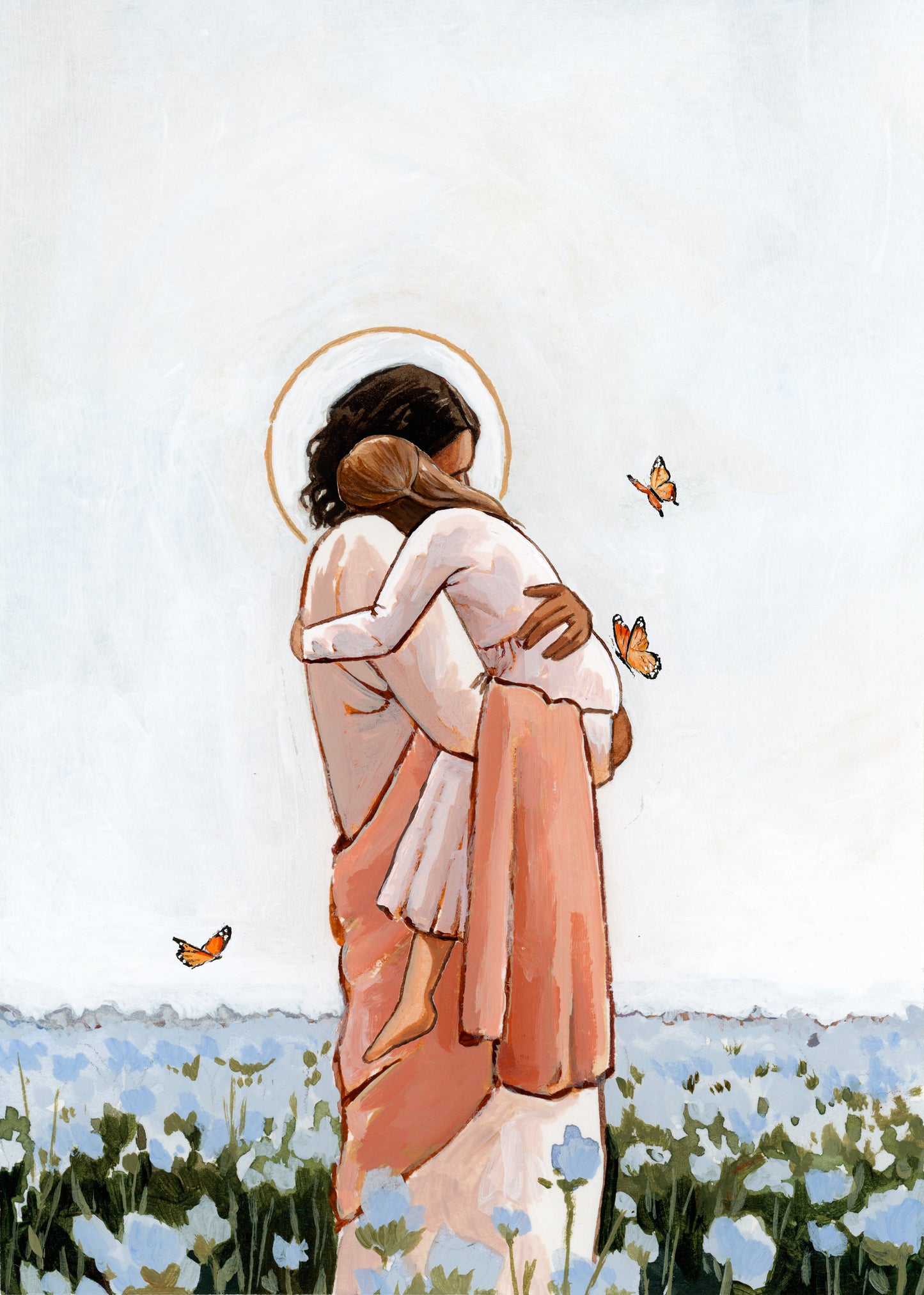 'Among The Forget Me Nots' Print (young girl)