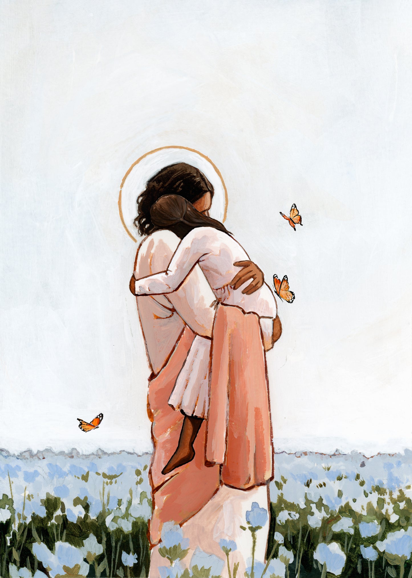 'Among The Forget Me Nots' Print (young girl)