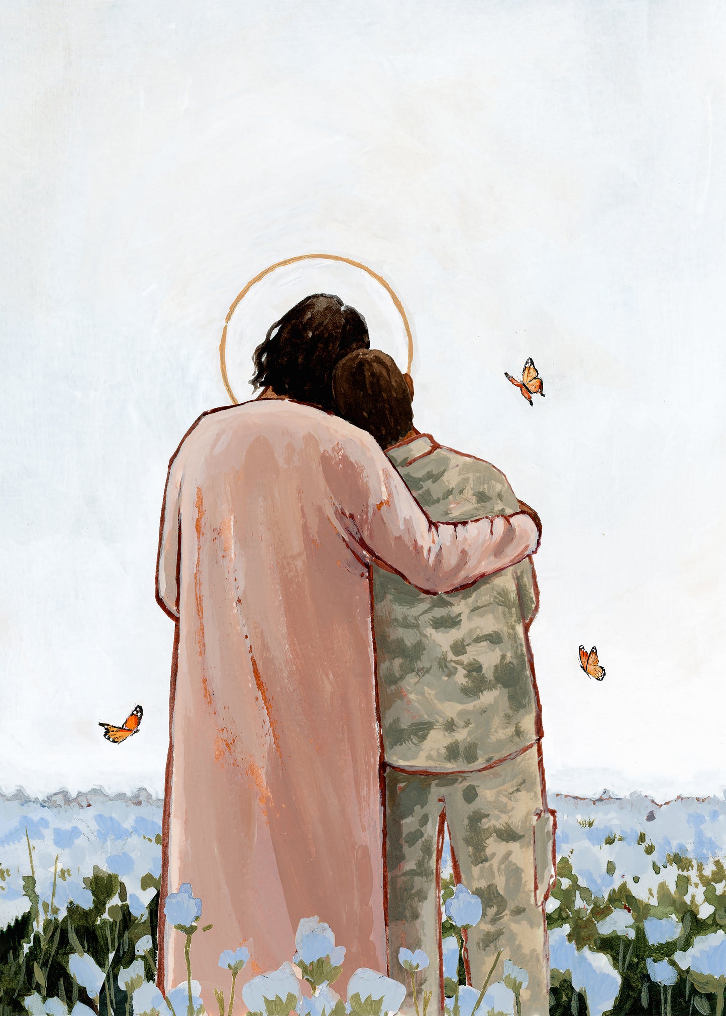 'Among The Forget Me Nots' Print (male veteran)