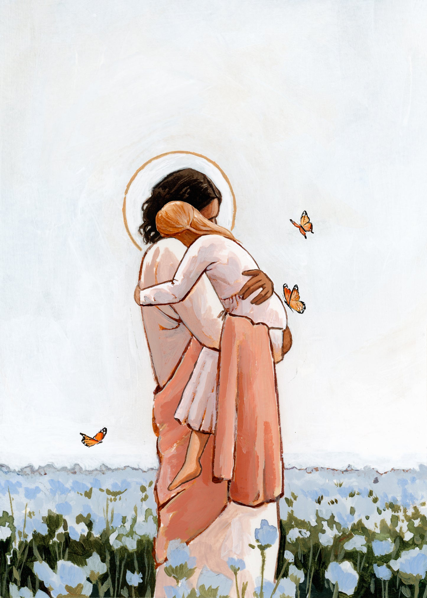 'Among The Forget Me Nots' Print (young girl)