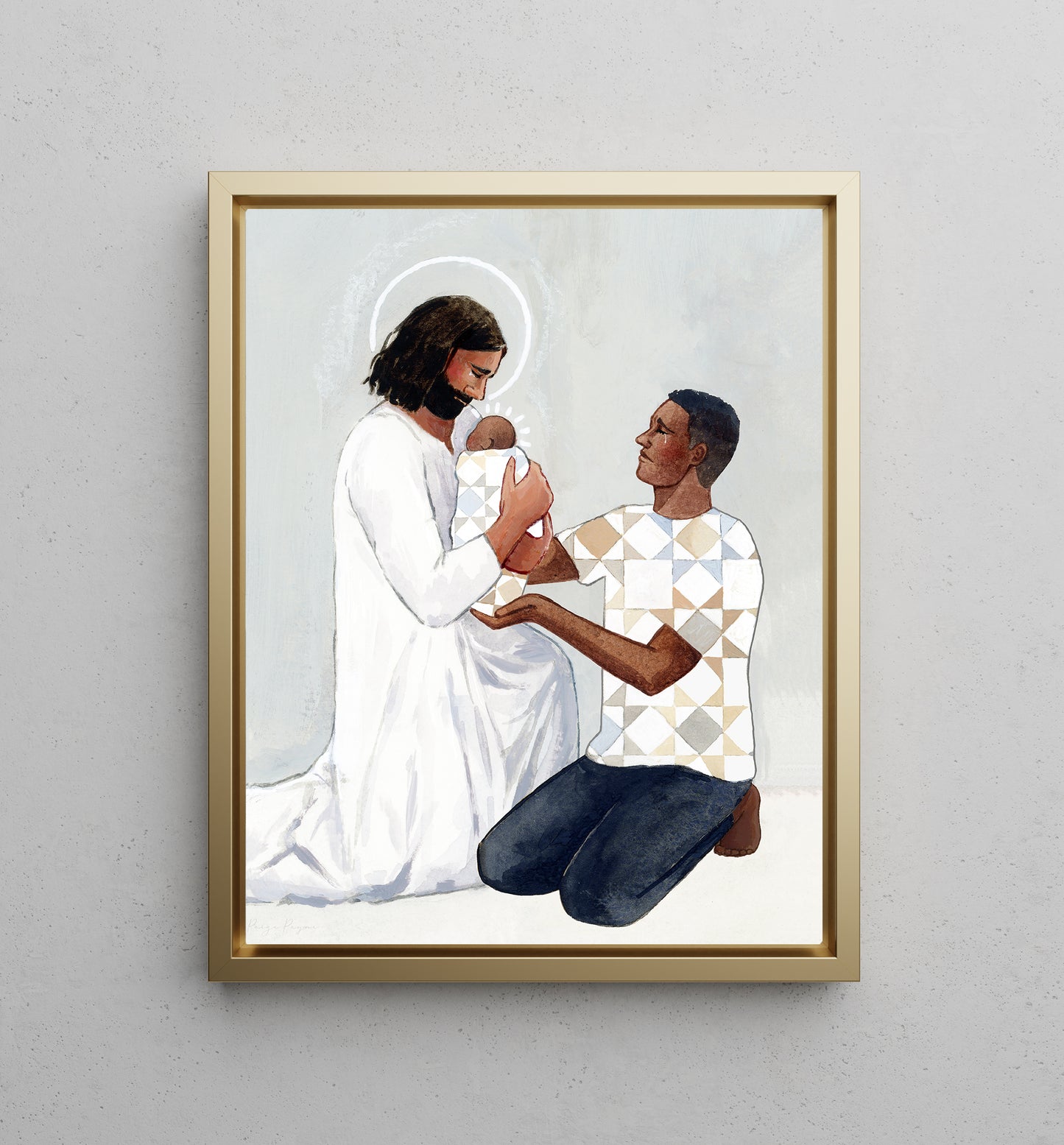 'For Safekeeping' Canvas Print (male/one baby version)