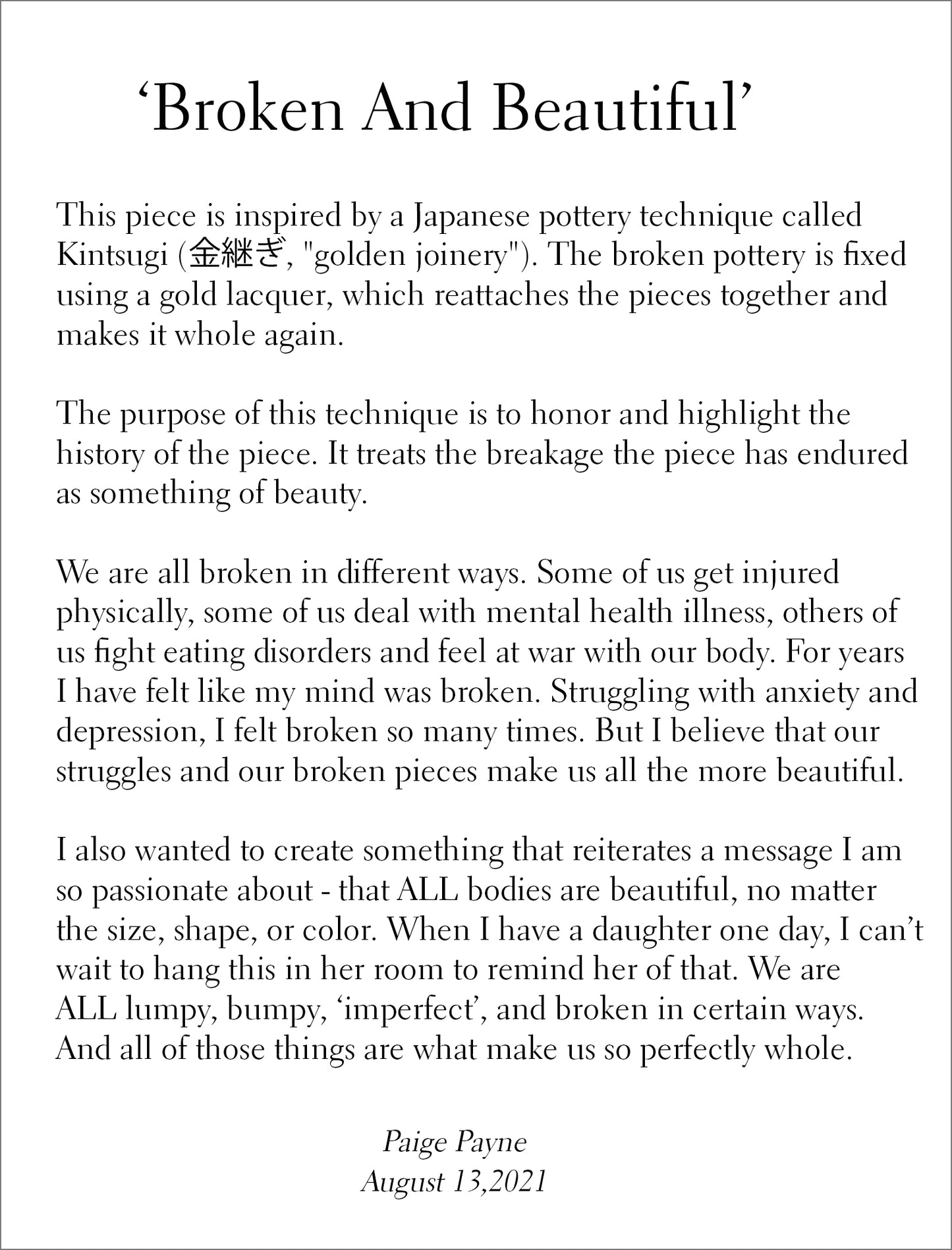 'Broken And Beautiful' Painting Description
