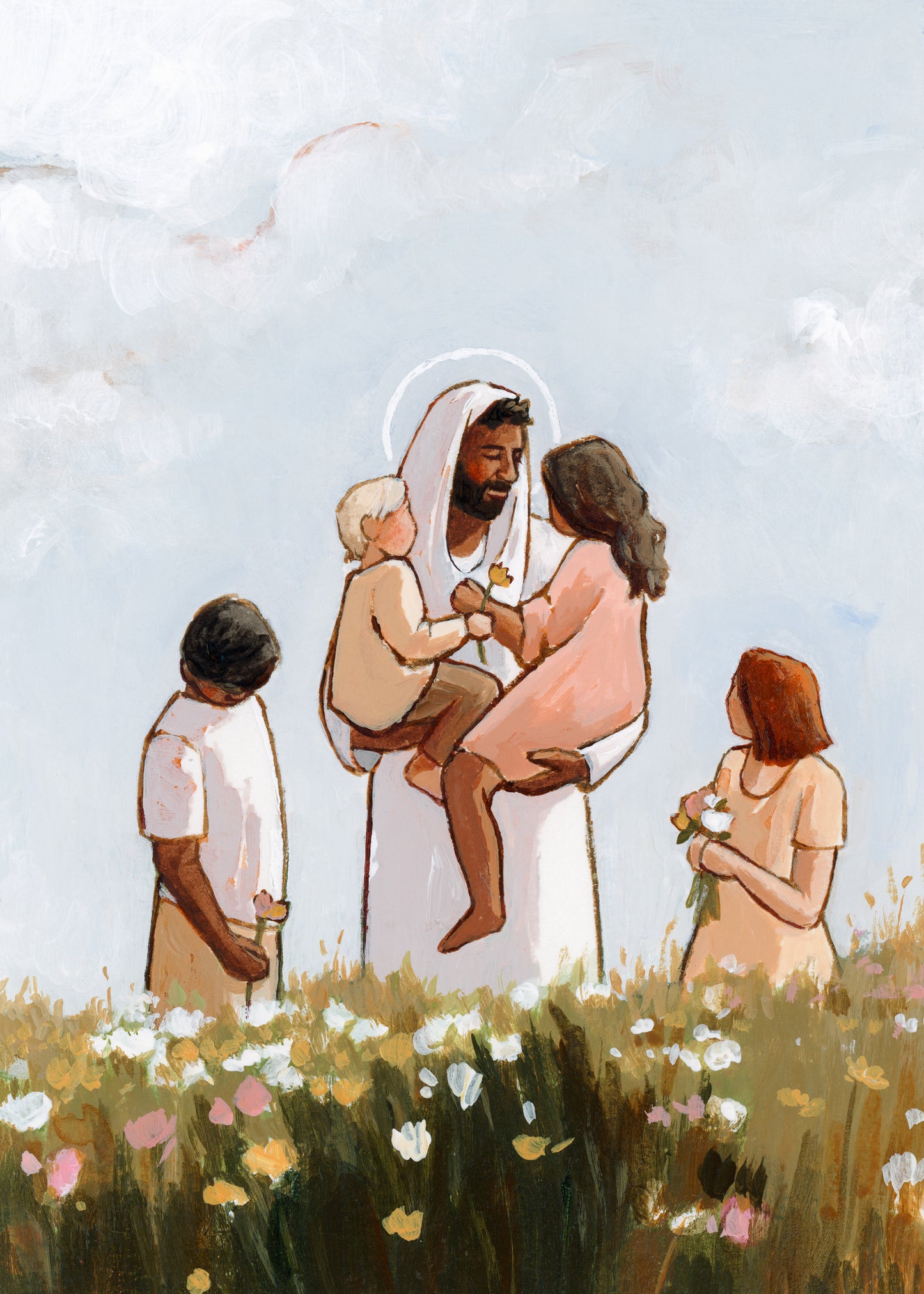 'Christ And The Children' 5x7 inch original painting