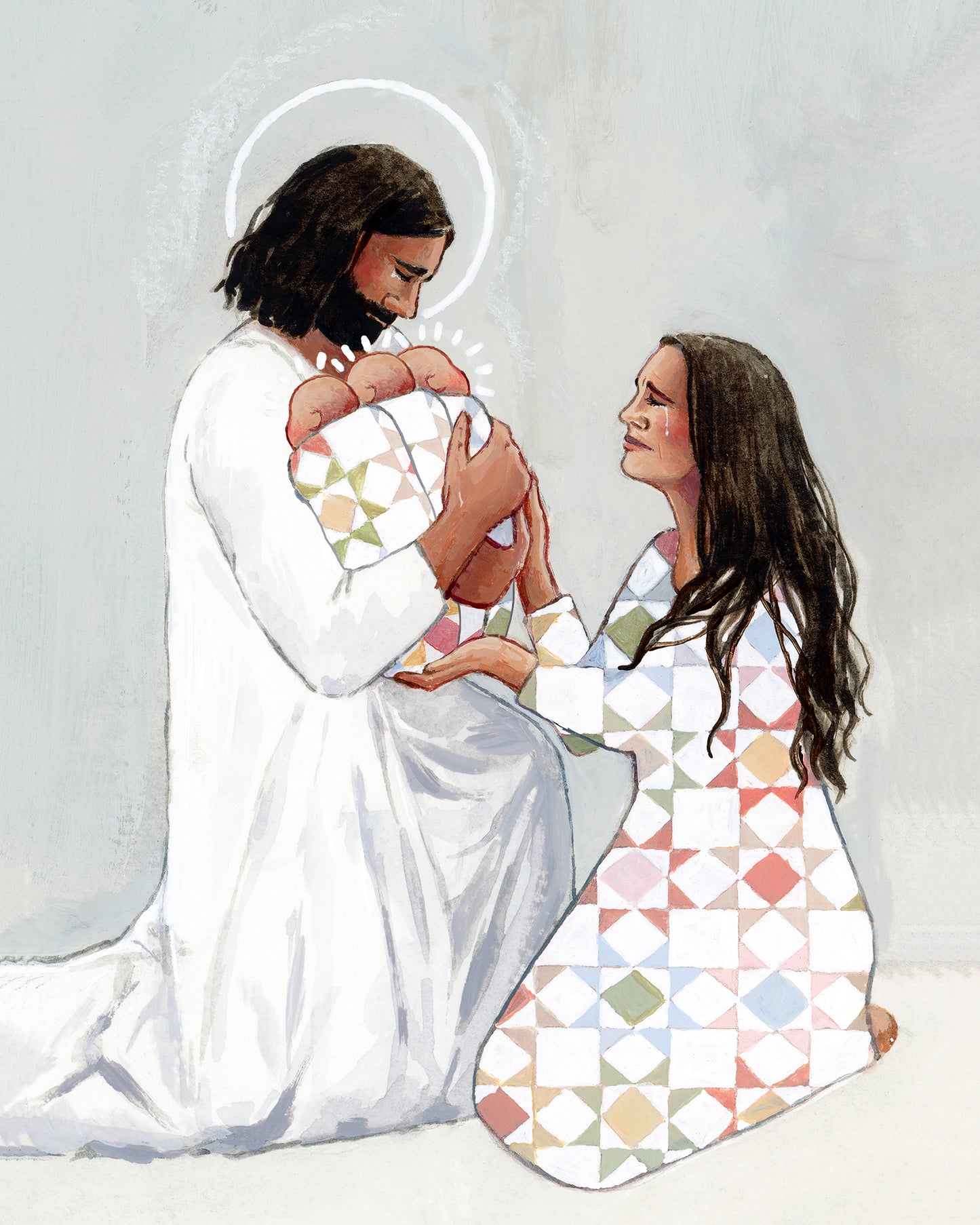 'For Safekeeping' (three babies) Canvas Print