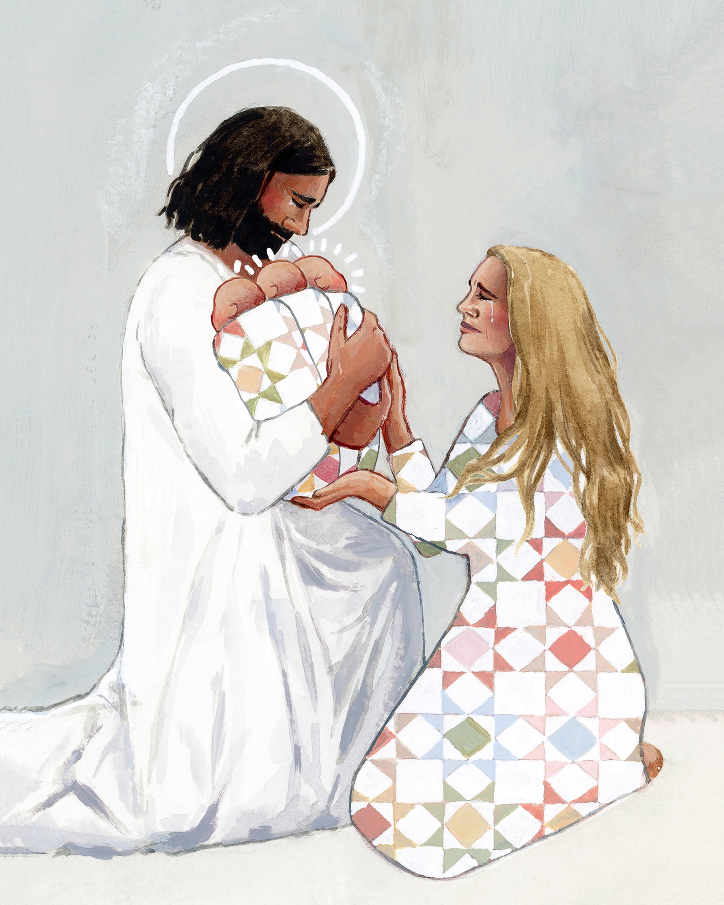'For Safekeeping' (three babies) Canvas Print