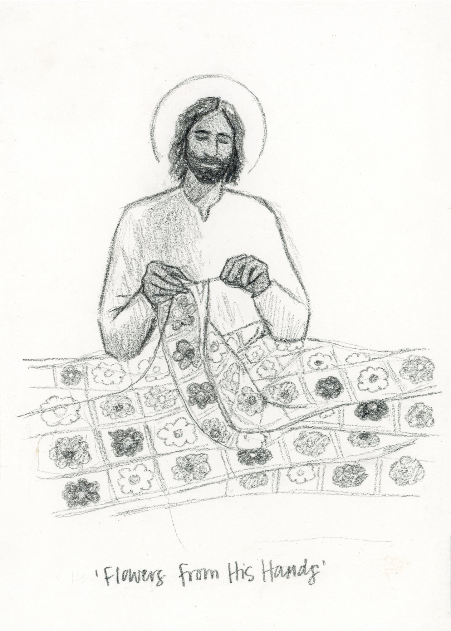 'Flowers From His Hands' Sketch Print