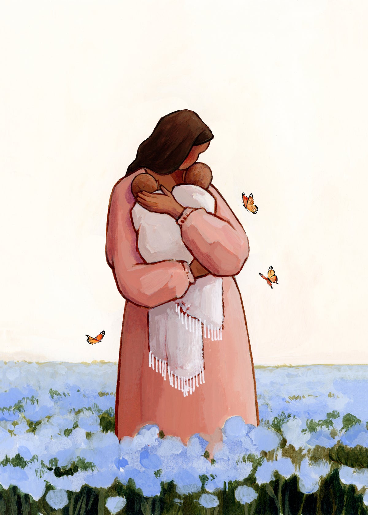 'I'll Meet You Among The Forget Me Nots' Print (two baby version)