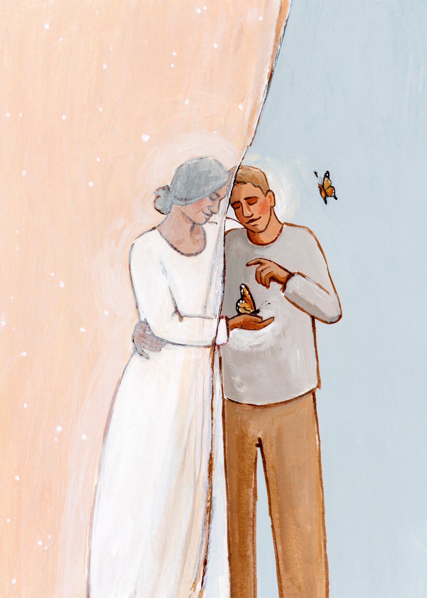 'Look For Me In The Butterflies' Print (mom and son)