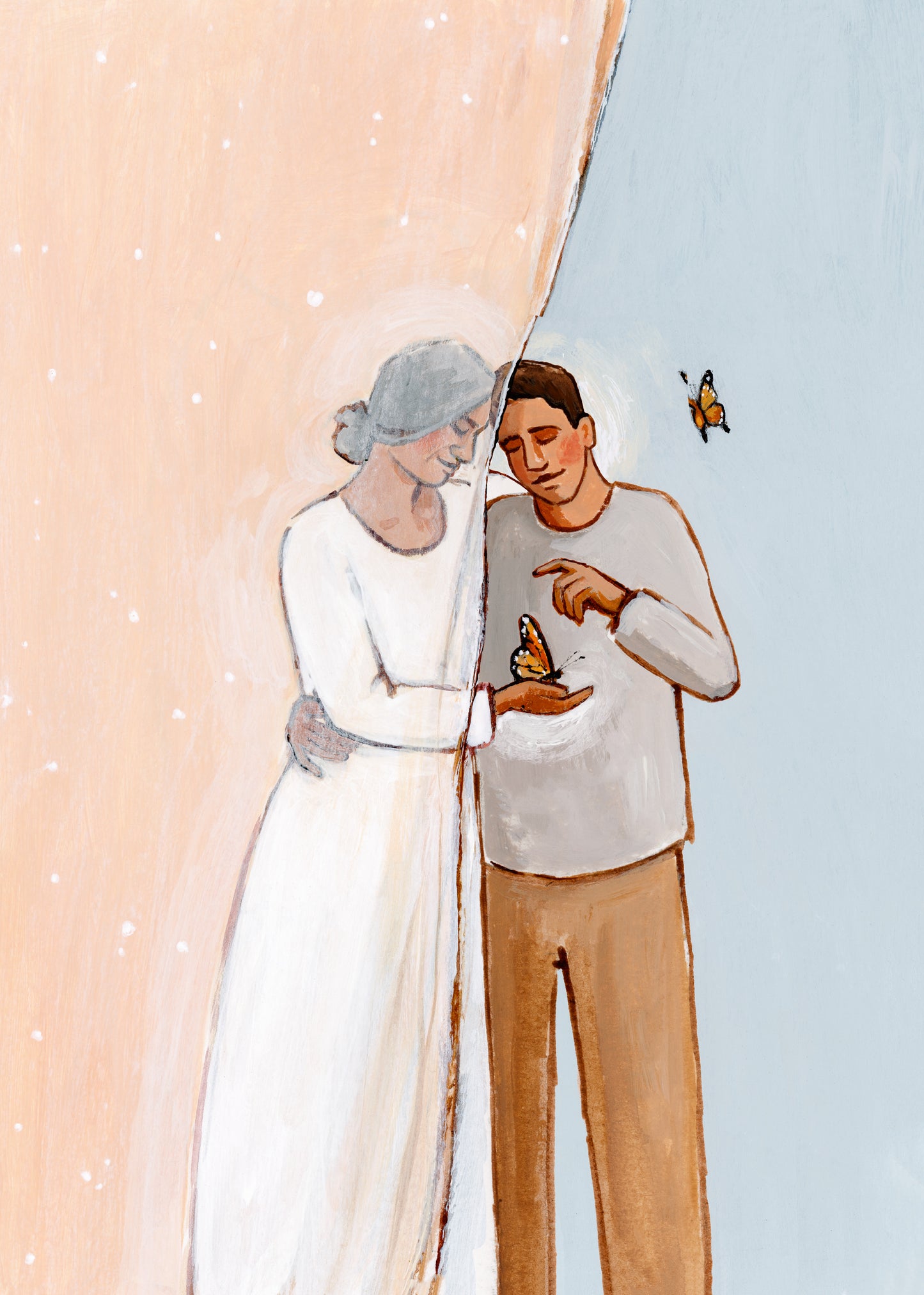 'Look For Me In The Butterflies' Print (mom and son)